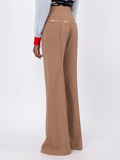 Shop Chloé Vegetal Brown High-waist Flared Trousers