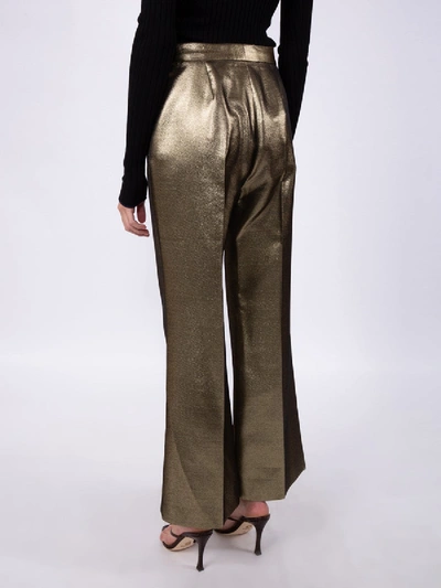 Shop Alexa Chung Metallic High-waisted Trousers In Gold