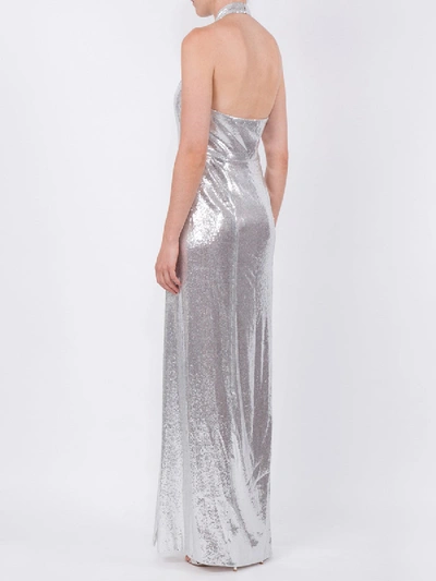 Shop Galvan Silver Sequin Halter Maxi Dress