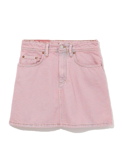 Shop Acne Studios Pink Washed Denim Mini Skirt Pink