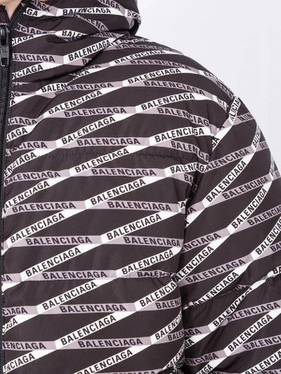 Shop Balenciaga Logo Print Puffer Jacket In Black
