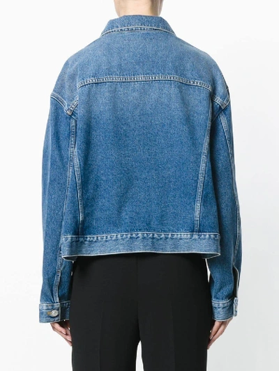 Shop Balenciaga Stitched Denim Jacket In Blue