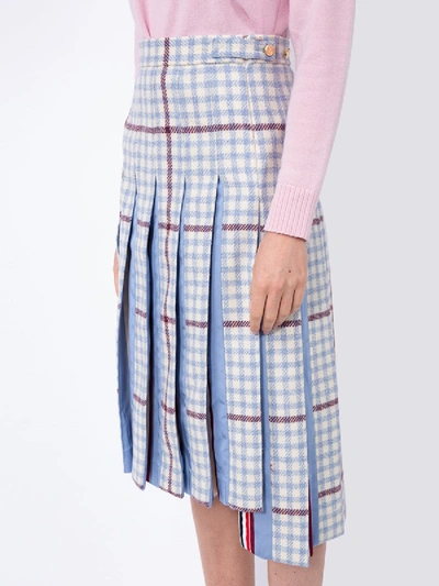 Shop Thom Browne Check Print Pleated Skirt