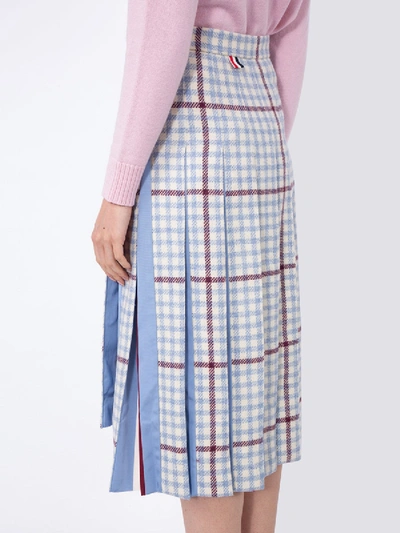 Shop Thom Browne Check Print Pleated Skirt