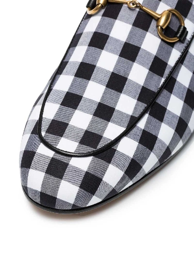 Shop Gucci Black Gingham Princetown Mules In Black & White