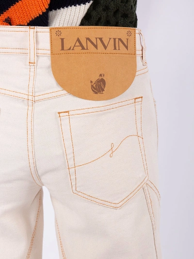 Shop Lanvin Cream Mid Rise Wide-leg Trousers