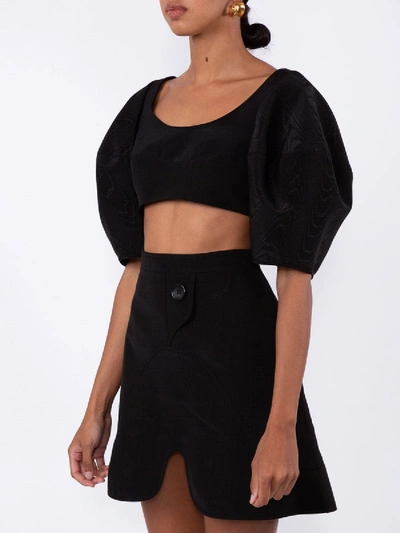Shop Ellery Puffed Sleeve Cropped Top Black