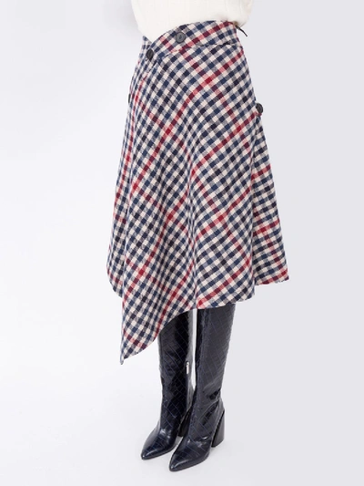 Shop Jw Anderson Asymmetric Houndstooth Skirt In Multicolor
