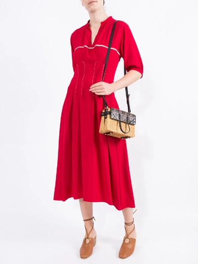 Shop Marni Red Flared Midi Dress