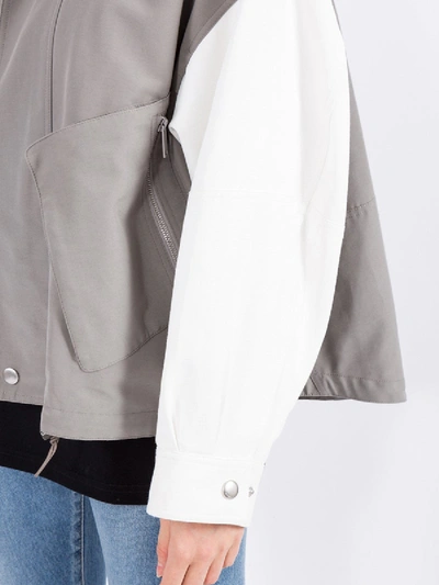 Shop Givenchy Two-tone Short Jacket In Grey