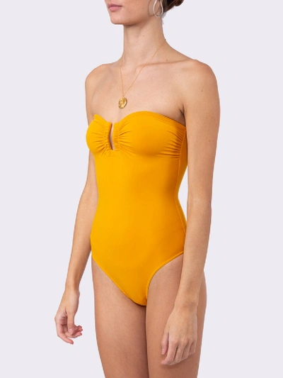 Shop Eres Cassiopee One-piece Swimsuit Paillettes Yellow