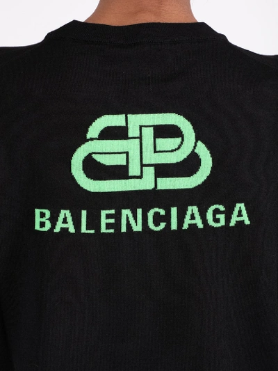 Shop Balenciaga Intarsia Logo Crewneck Sweater Black