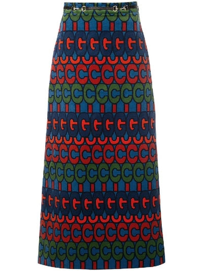 Shop Gucci Psychedelic Logo Print Skirt In Multicolor