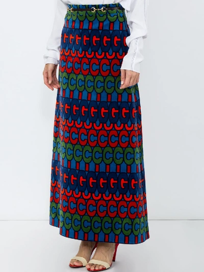 Shop Gucci Psychedelic Logo Print Skirt In Multicolor