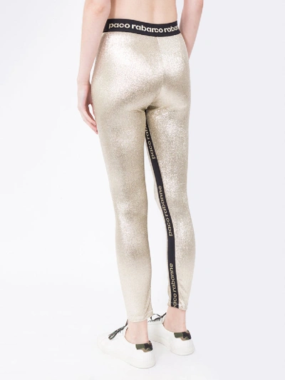 Shop Paco Rabanne Metallic Leggings In Gold