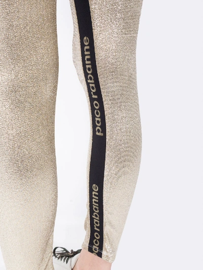 Shop Paco Rabanne Metallic Leggings In Gold