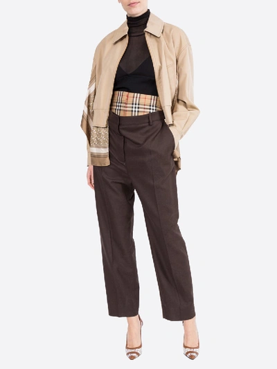 Shop Burberry Double-layer Tailored Straight-leg Trousers In Brown