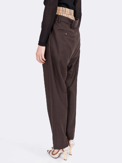 Shop Burberry Double-layer Tailored Straight-leg Trousers In Brown