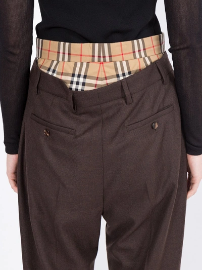Shop Burberry Double-layer Tailored Straight-leg Trousers In Brown