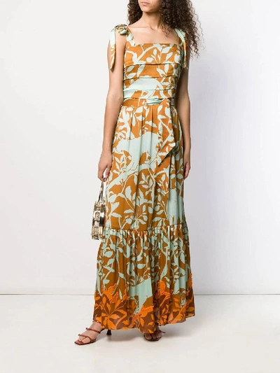 Shop Johanna Ortiz Green And Yellow Floral Maxi Dress In Multicolor