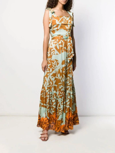 Shop Johanna Ortiz Green And Yellow Floral Maxi Dress In Multicolor