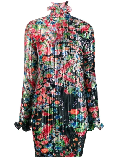 Shop Givenchy Ruffled Floral Mini Dress In Multicolor