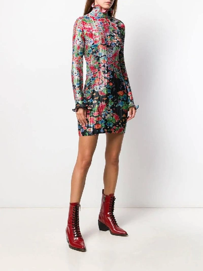 Shop Givenchy Ruffled Floral Mini Dress In Multicolor