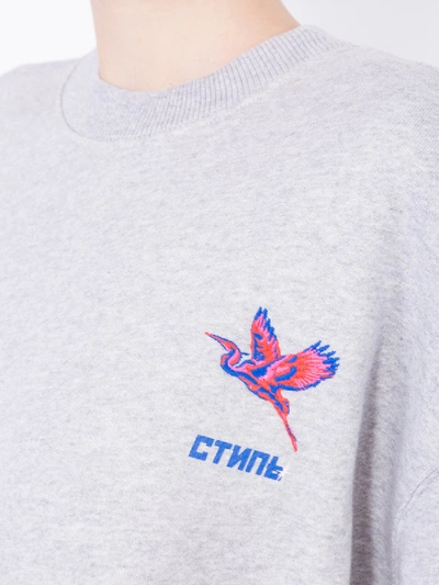 Shop Heron Preston Grey Logo Embroidered Sweatshirt