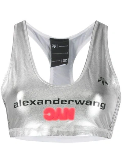 Shop Adidas Originals By Alexander Wang Silver Sports Bra