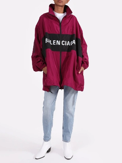 Shop Balenciaga Purple Logo Jacket