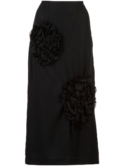 Shop Simone Rocha Ruched Flower Skirt In Black