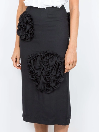 Shop Simone Rocha Ruched Flower Skirt In Black