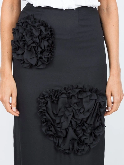 Shop Simone Rocha Ruched Flower Skirt In Black