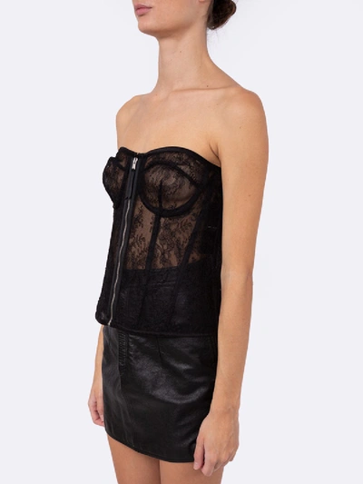 Shop Saint Laurent Lace Bustier Top Black