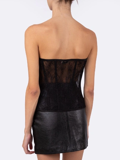 Shop Saint Laurent Lace Bustier Top Black