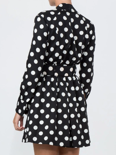 Shop Rebecca De Ravenel Polka Dot Belted Dress In Black & White