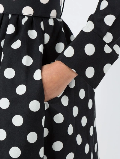 Shop Rebecca De Ravenel Polka Dot Belted Dress In Black & White