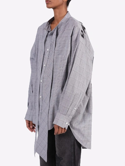 Shop Balenciaga Over-sized Check Print Blouse In Grey