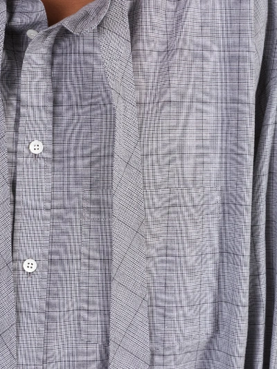 Shop Balenciaga Over-sized Check Print Blouse In Grey