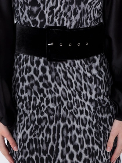 Shop Rasario Puff Sleeve Organza And Leopard Print Chiffon Mini Dress In Black