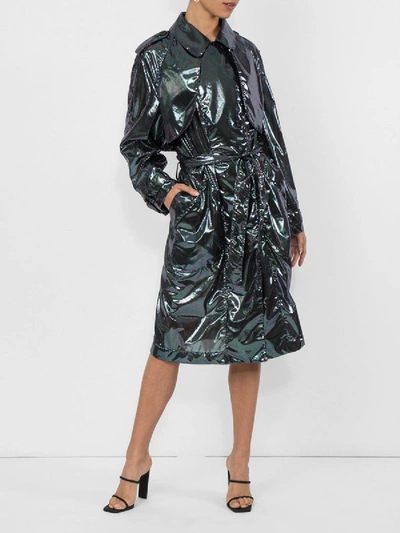 Shop Christopher Kane Iridescent Oil Trench Coat