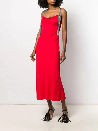 Shop Christopher Kane Red Embellished Strap Dress