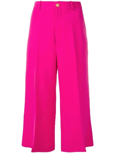 Shop Gucci Cropped Straight Trousers In Pink