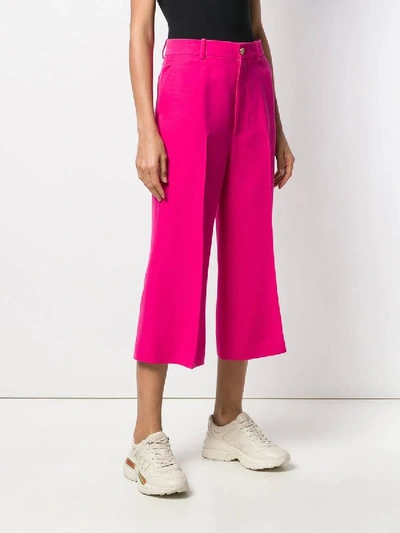 Shop Gucci Cropped Straight Trousers In Pink