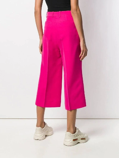 Shop Gucci Cropped Straight Trousers In Pink