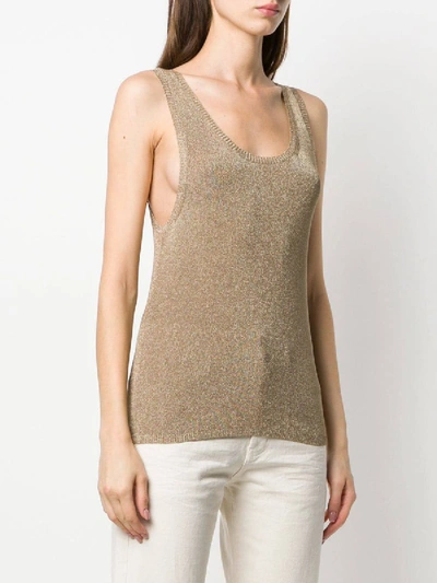 Shop Saint Laurent Metallic Gold Tone Tank Top