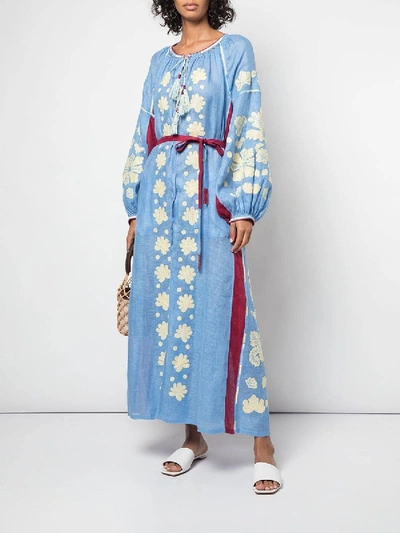 Shop Vita Kin Belted Kaftan Dress In Blue