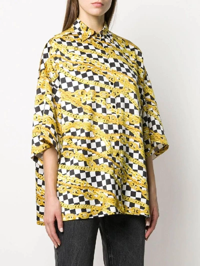 Shop Balenciaga Chain Print Checkered Shirt