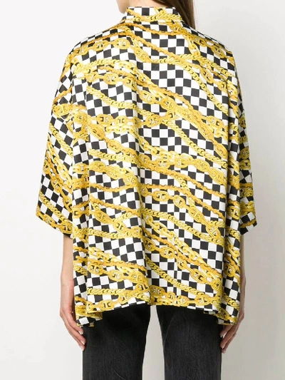 Shop Balenciaga Chain Print Checkered Shirt