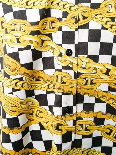 Shop Balenciaga Chain Print Checkered Shirt